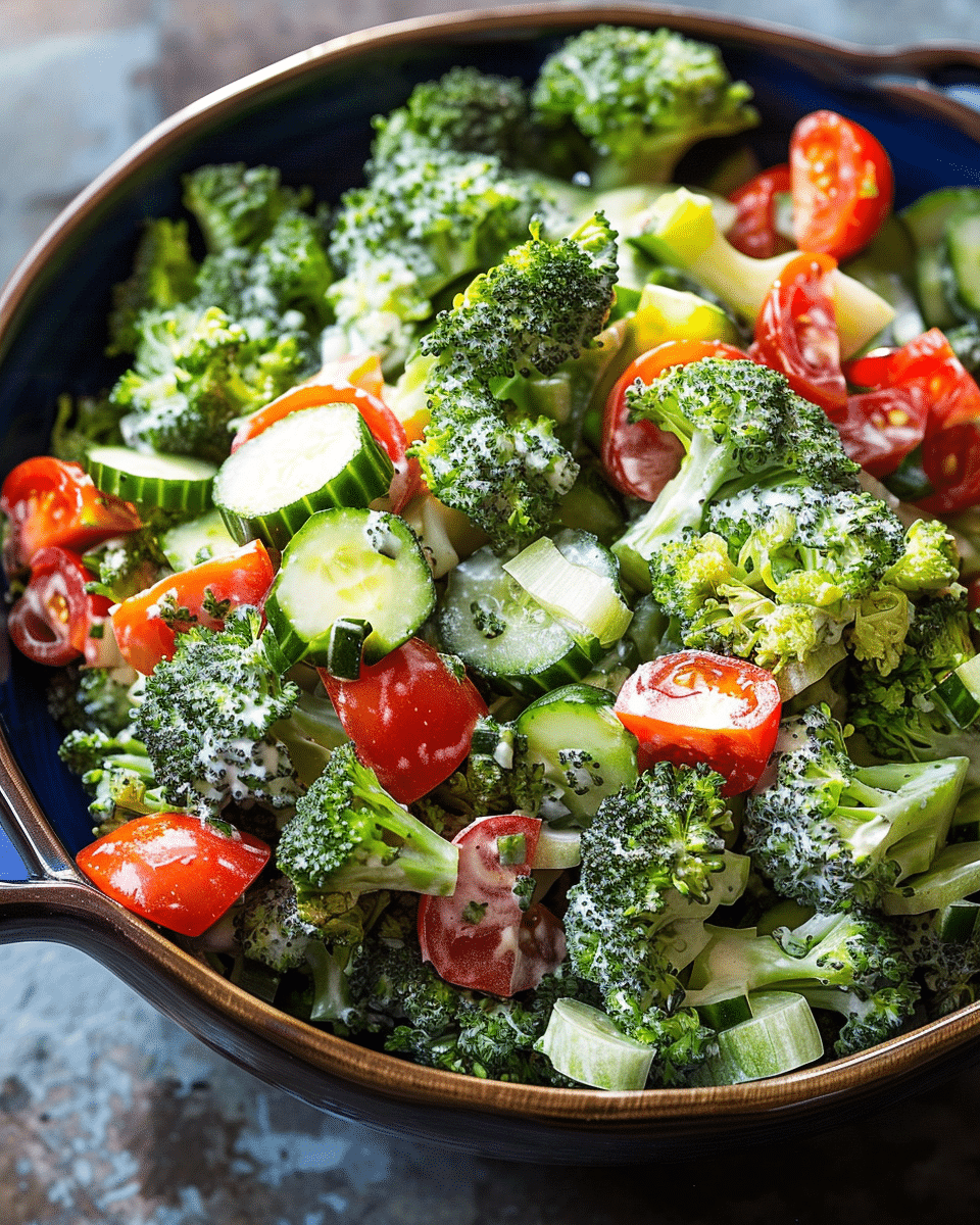 Broccoli Cucumber and Tomato Salad (15 Minute)