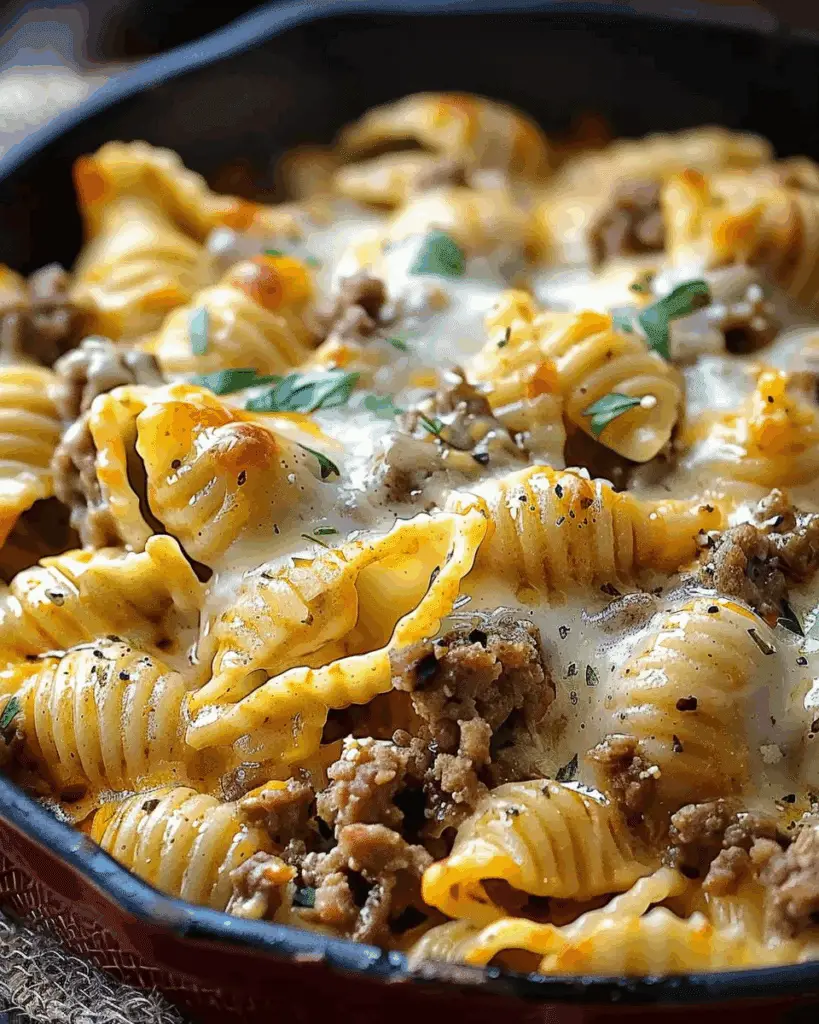 Crockpot Cheesy Ranch Beef Pasta Shells