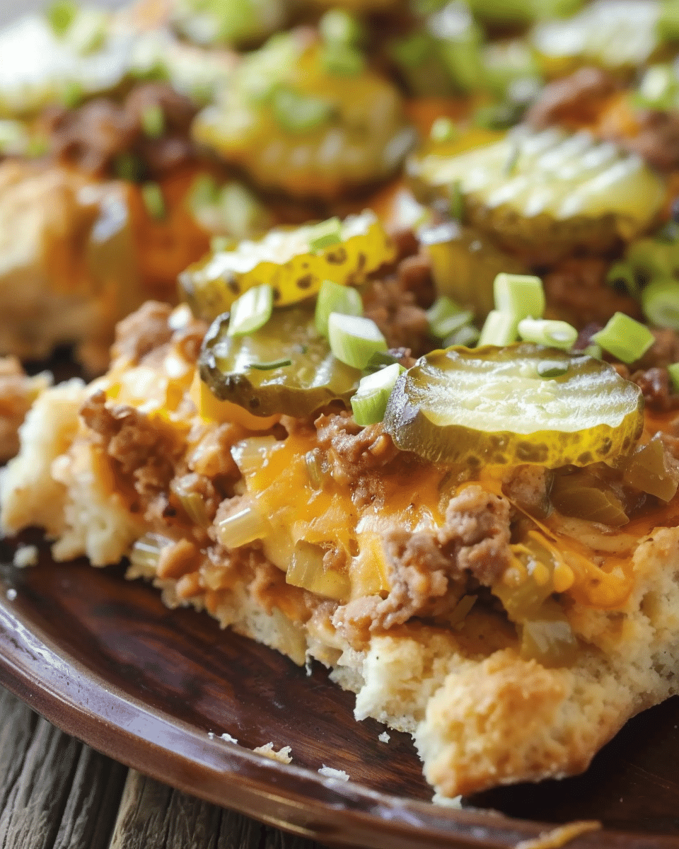 Hamburger Dill Pickle Biscuit Casserole