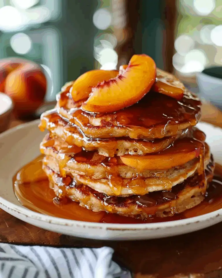 Indulgent Caramel Peach Upside-Down Pancakes: A Sweet and Savory Twist on a Classic Favorite