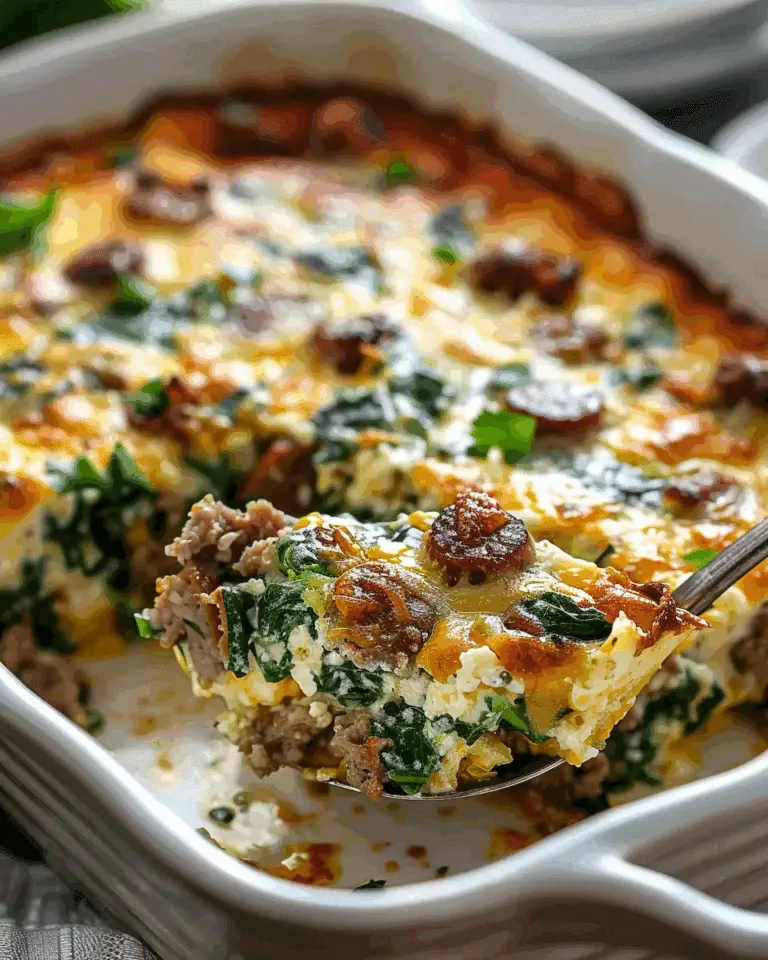 Keto Sausage Spinach Breakfast Casserole