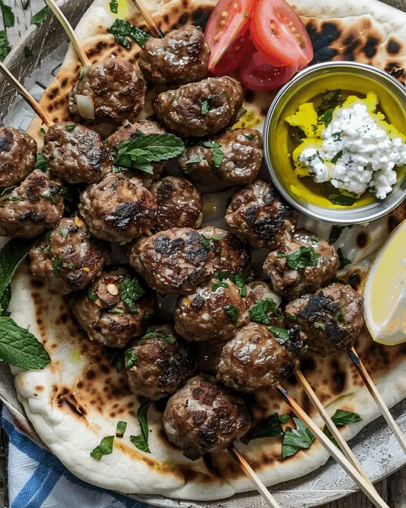 Lamb Koftas with Whipped Feta and Flatbreads