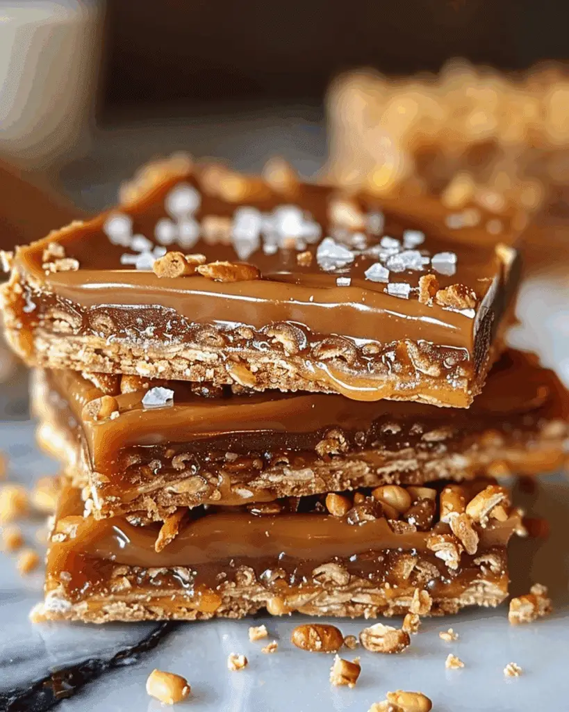 No-Bake Salted Caramel Pretzel Bars