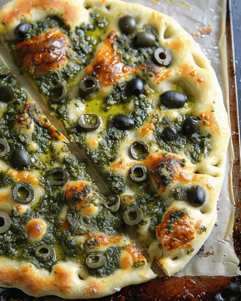 Pesto Olive Flatbread Recipe