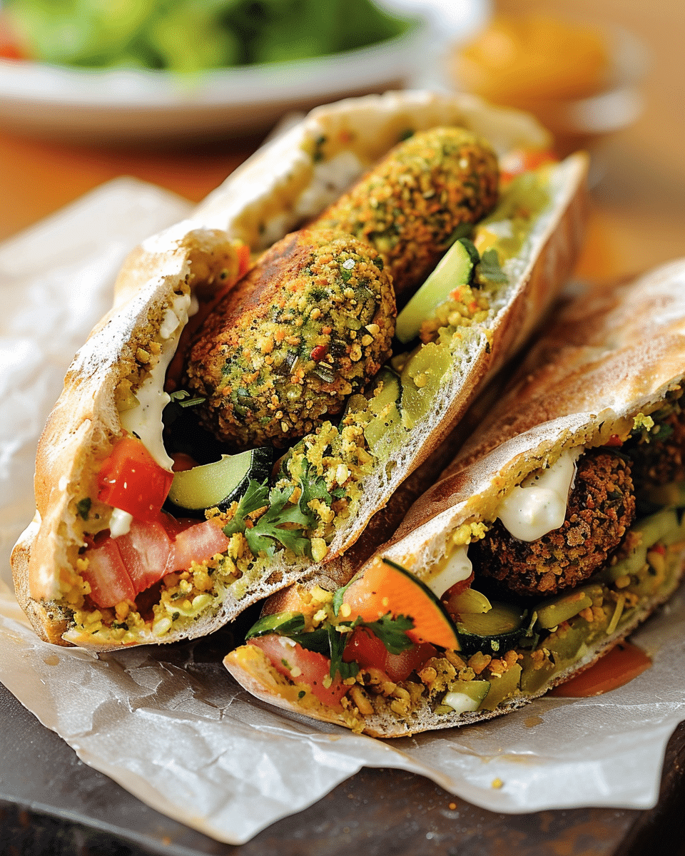 Roasted Vegetable Baked Falafel Sandwiches