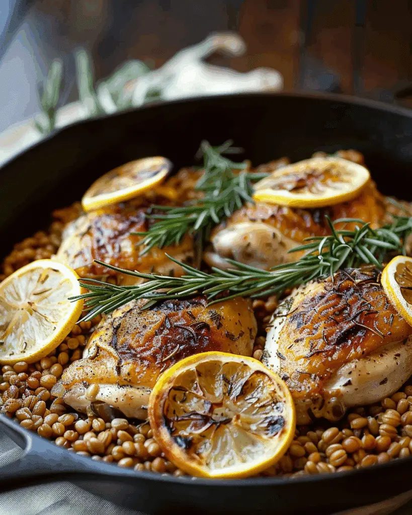 Skillet Lemon Rosemary Chicken and Farro