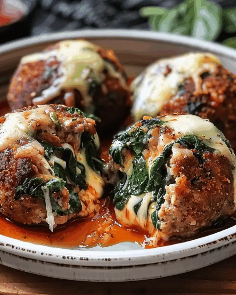Spinach Garlic Meatballs Stuffed with Mozzarella Magic