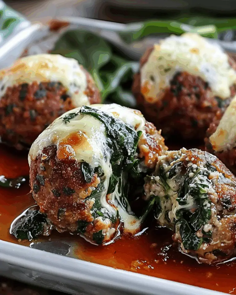 Spinach Garlic Meatballs Stuffed with Mozzarella Magic