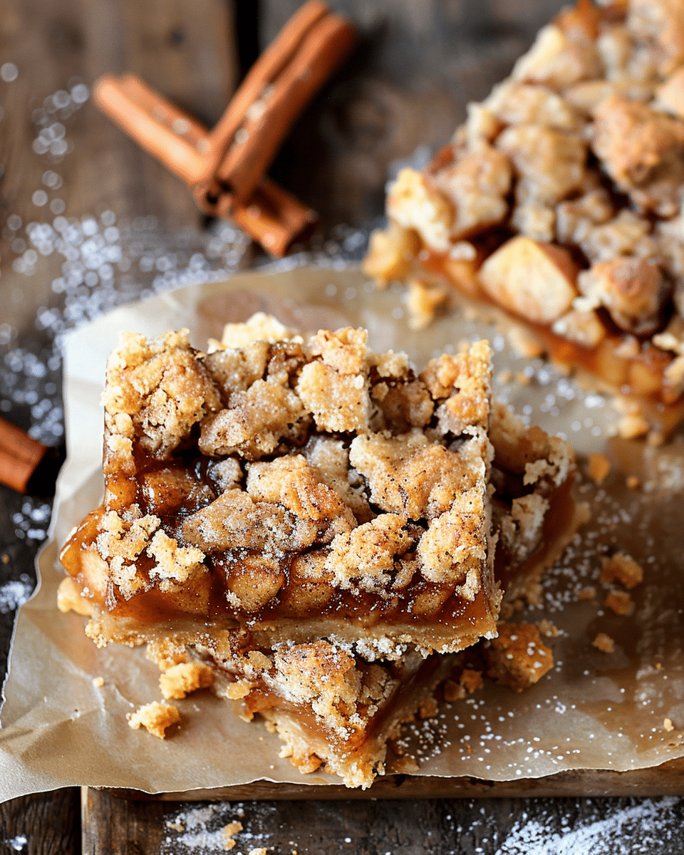 Caramelized Cinnamon Apple Crumb Bars