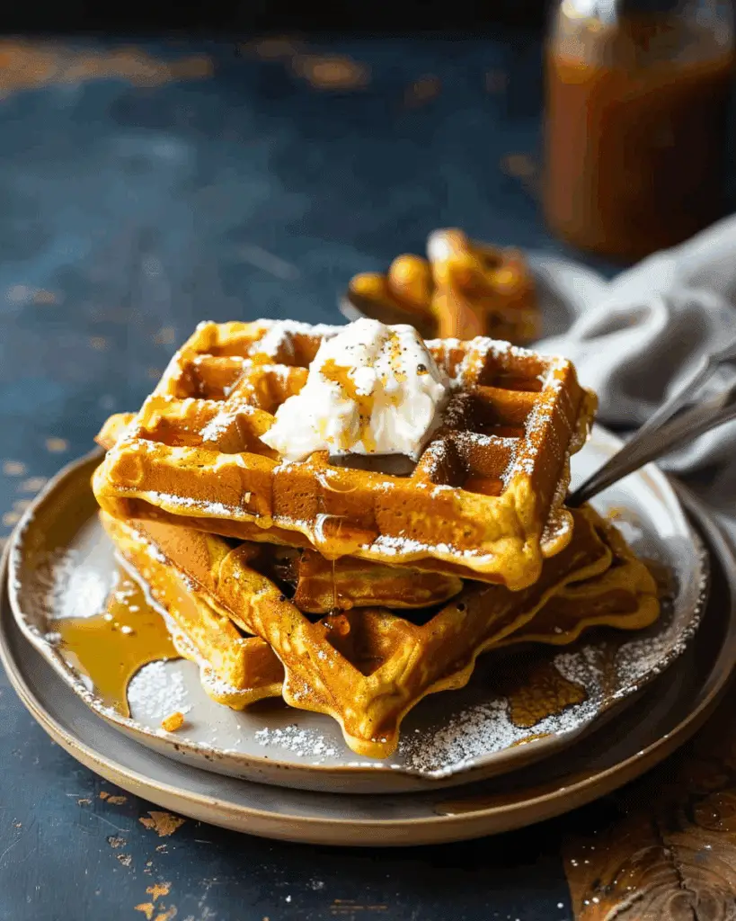 Cider Pumpkin Waffles with Salted Maple Butter