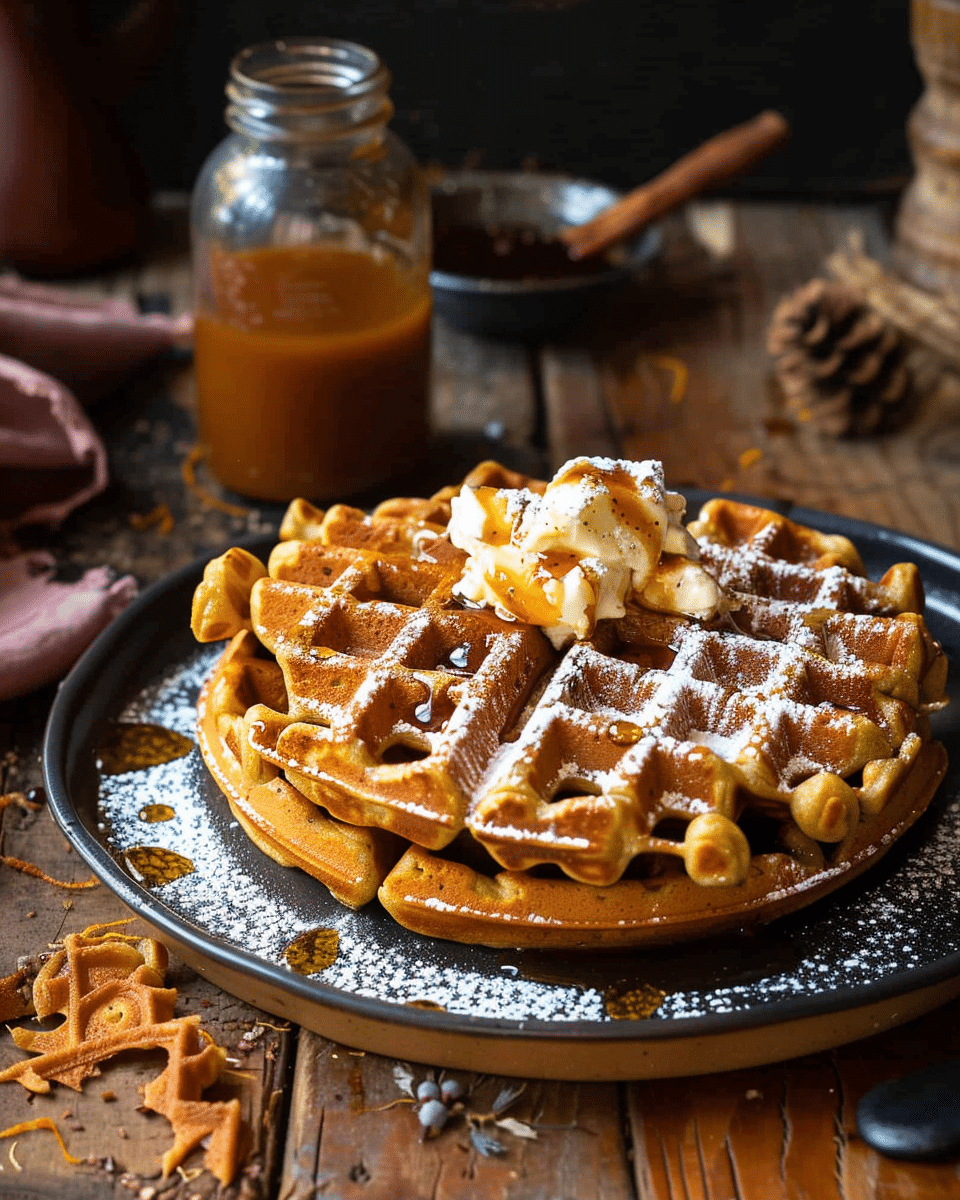 Cider Pumpkin Waffles with Salted Maple Butter