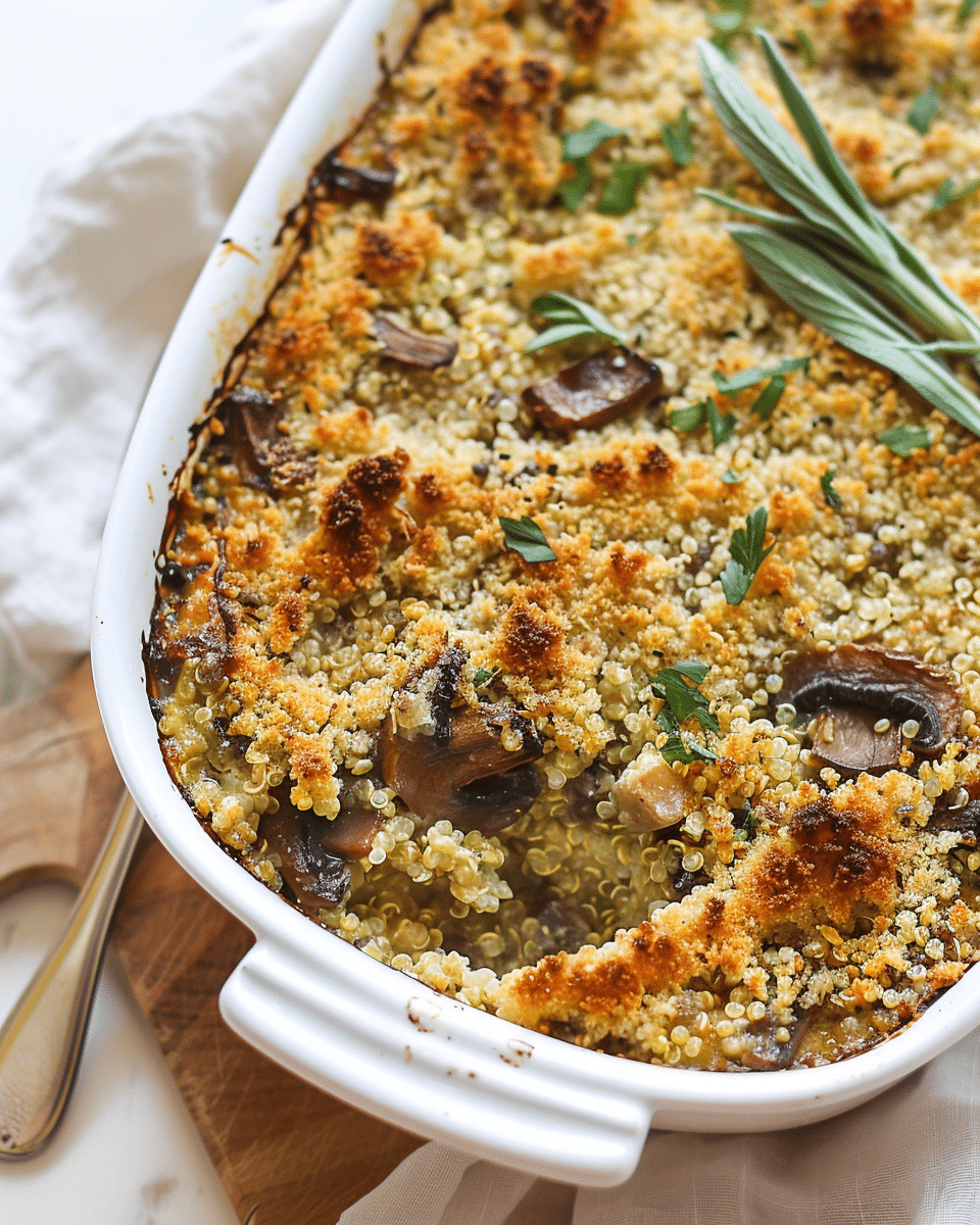 Creamy Quinoa Mushroom Bake (Vegan, Gluten Free)