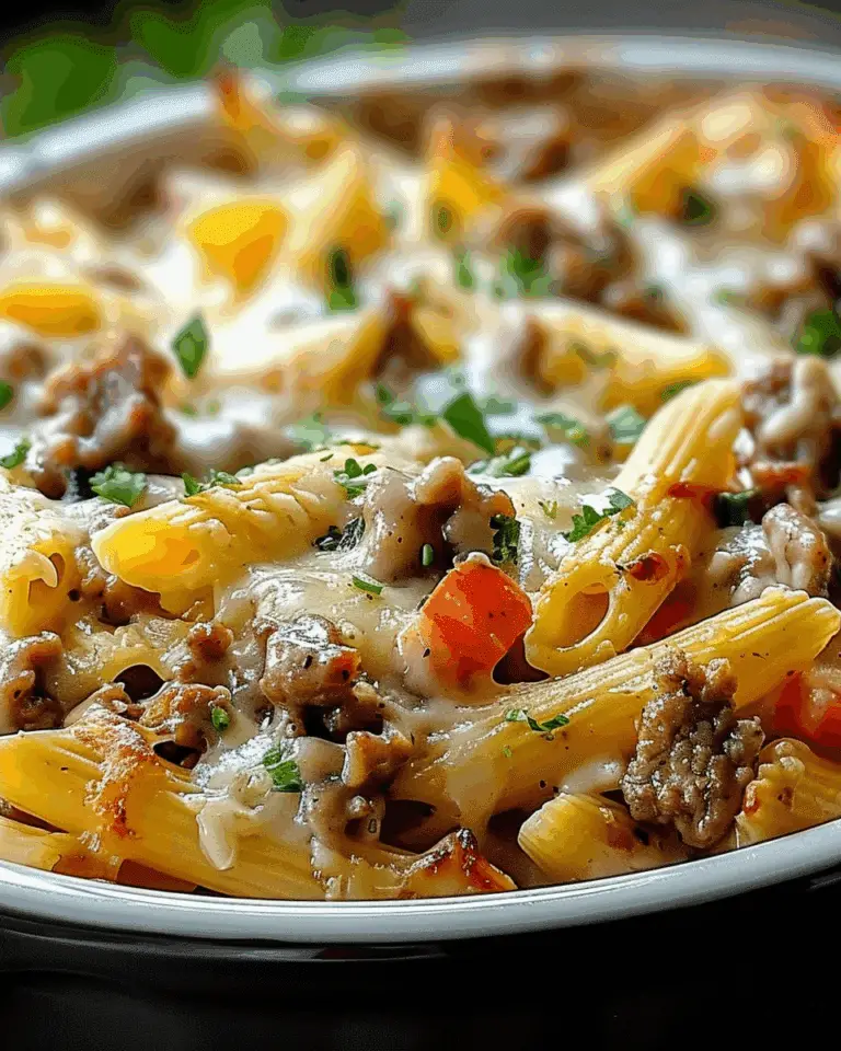 Creamy and Delicious Crockpot Philly Cheesesteak Pasta Casserole
