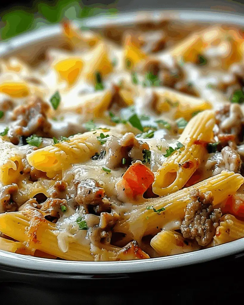 Creamy and Delicious Crockpot Philly Cheesesteak Pasta Casserole