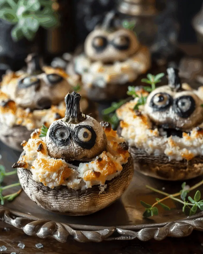Ghoulish Stuffed Mushrooms