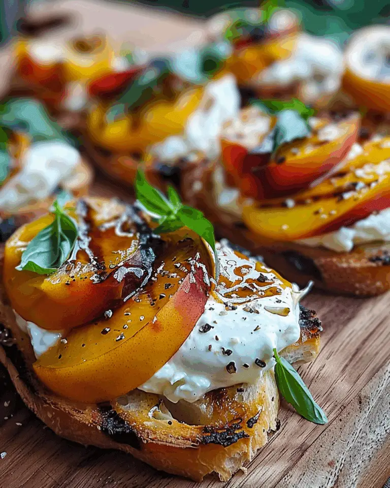 Grilled Peach and Burrata Crostini