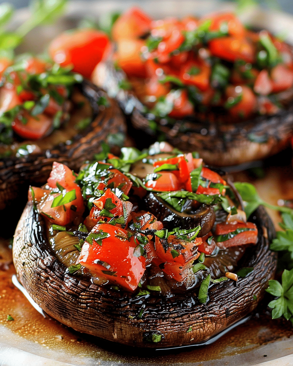 Grilled Portobello Mushrooms with Bruschetta