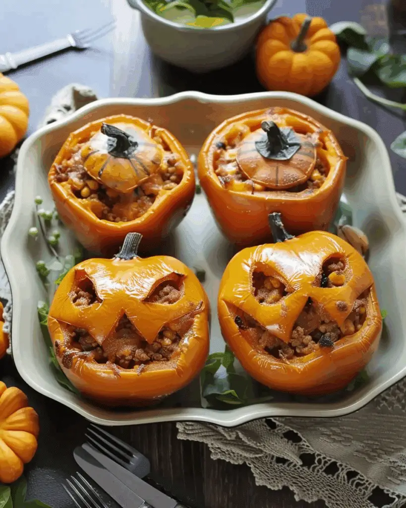 Jack-O’-Lantern Stuffed Peppers