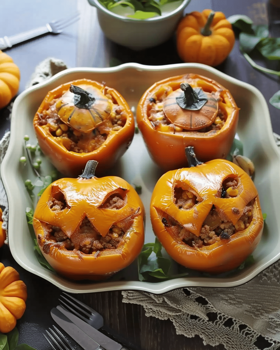 Jack-O’-Lantern Stuffed Peppers