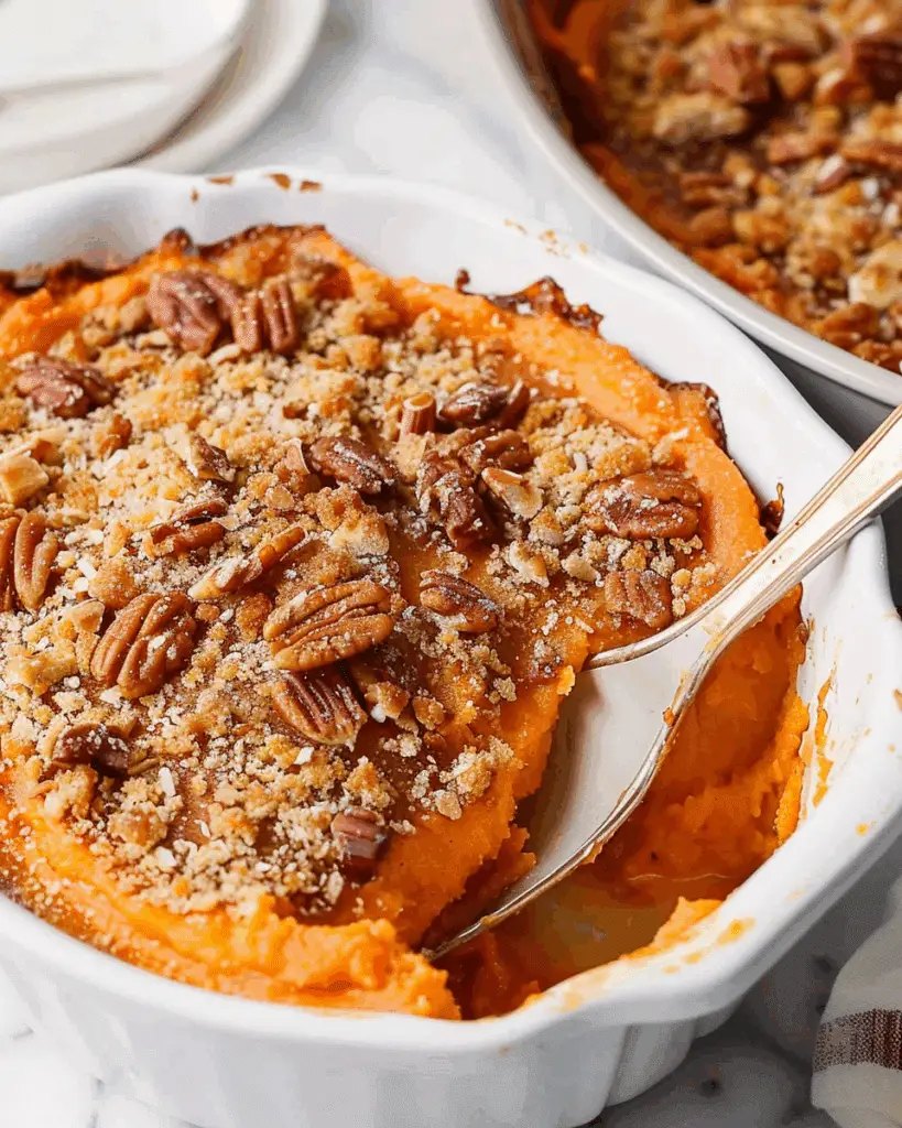 Southern Sweet Potato Casserole with Pecan Topping