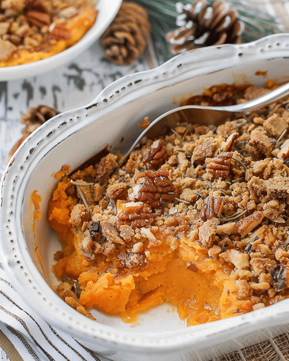 Southern Sweet Potato Casserole with Pecan Topping