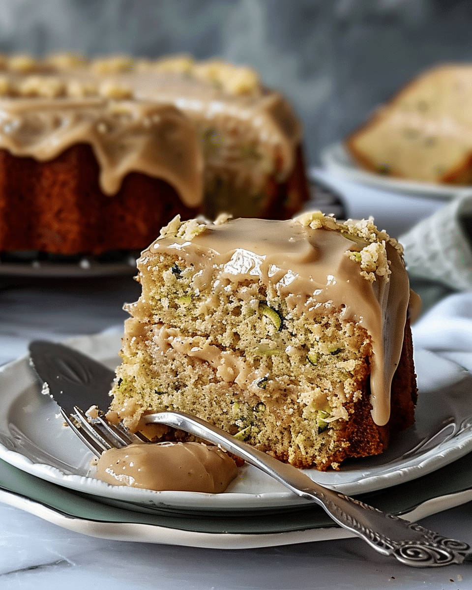 Sweet Glazed Zucchini Cake with Brown Sugar Icing