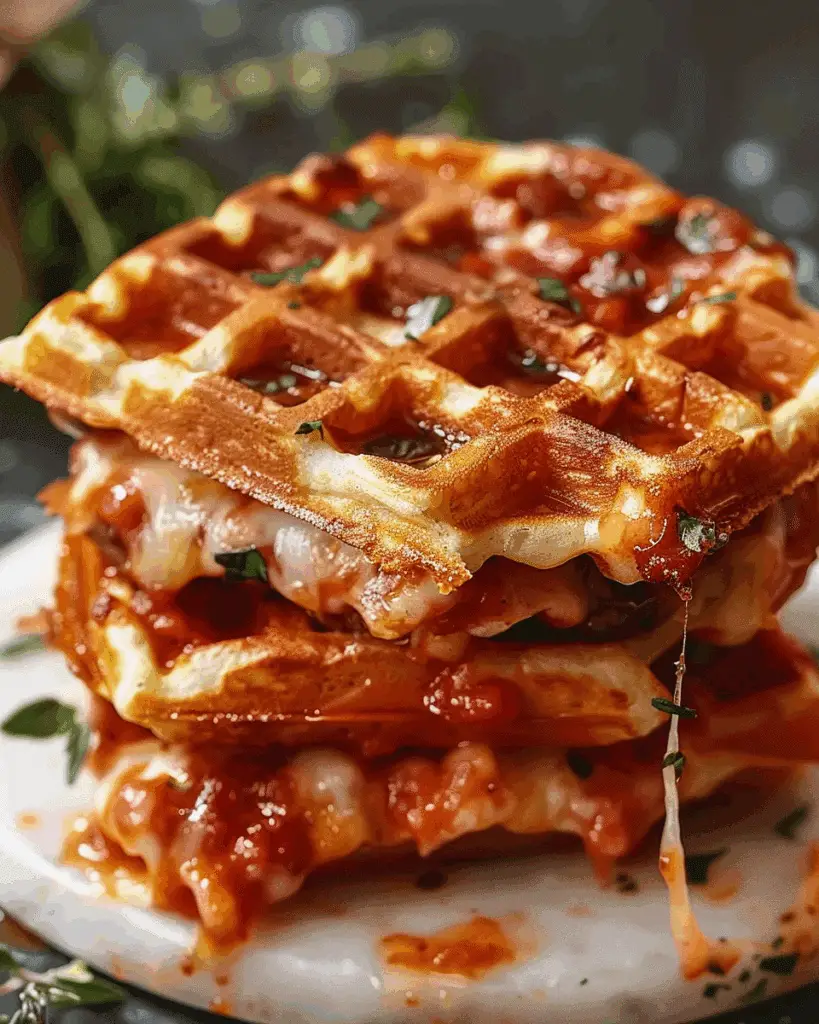 Pizza Stuffed Waffle Snacks