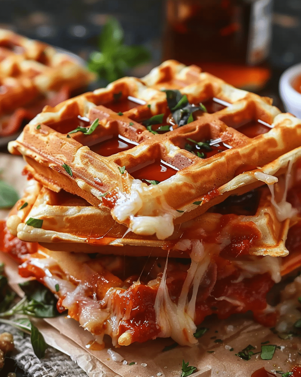 Pizza Stuffed Waffle Snacks