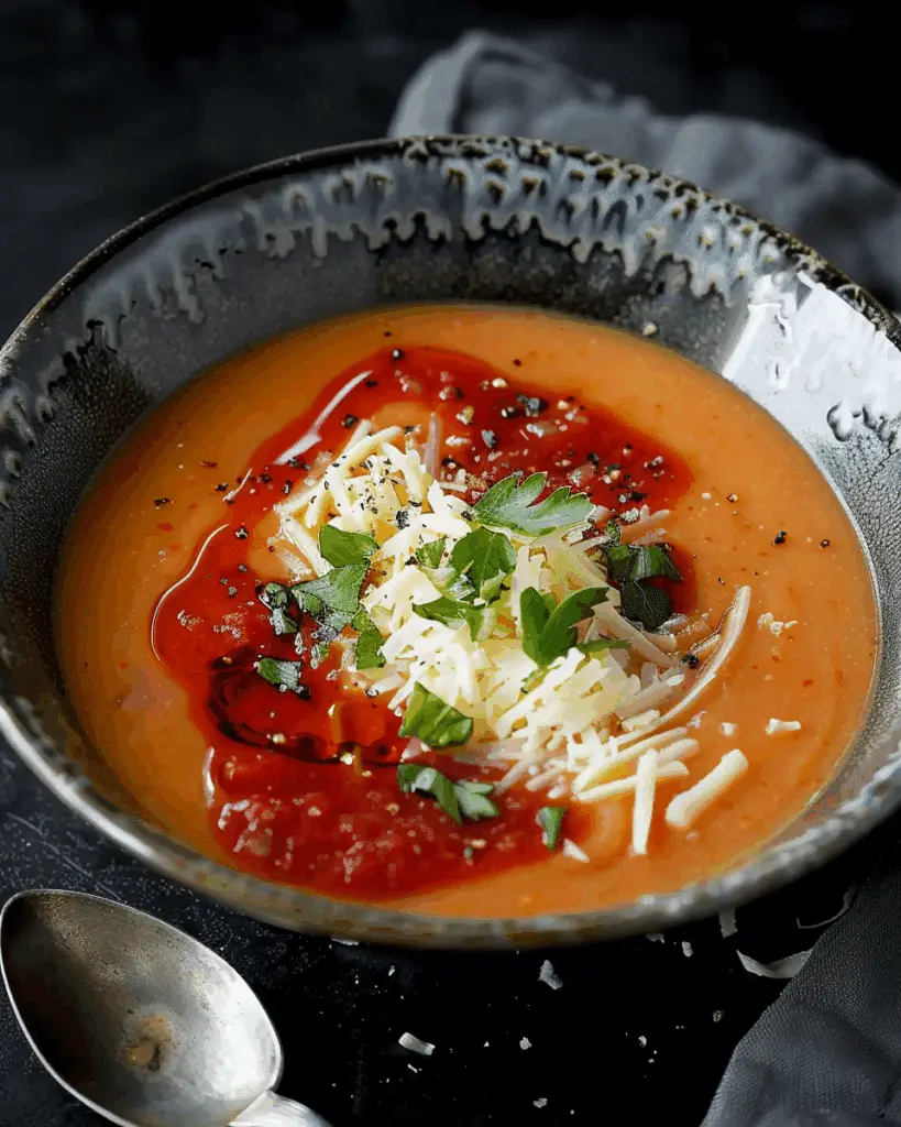 Asiago Soup with Tomato Jam