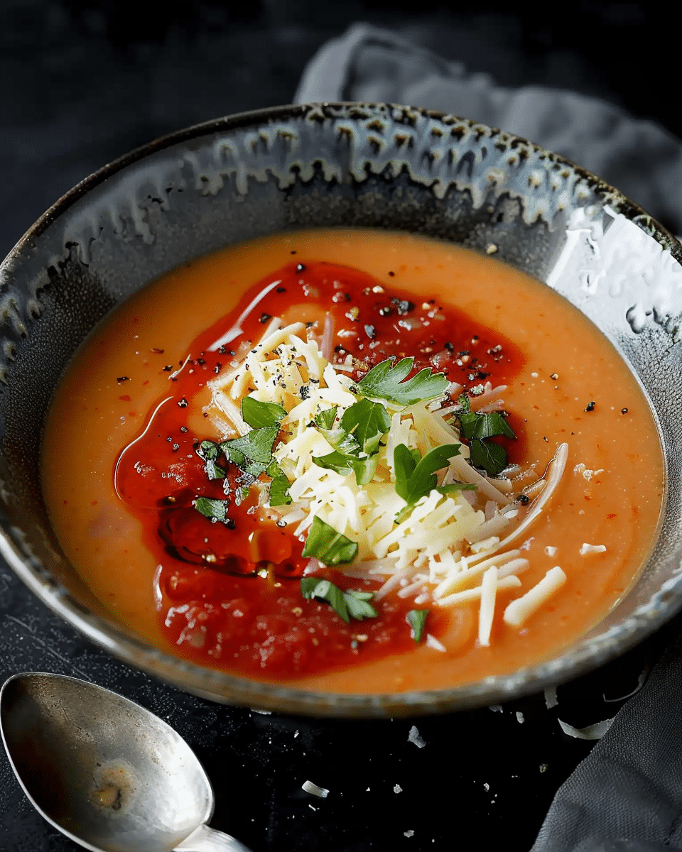 Asiago Soup with Tomato Jam