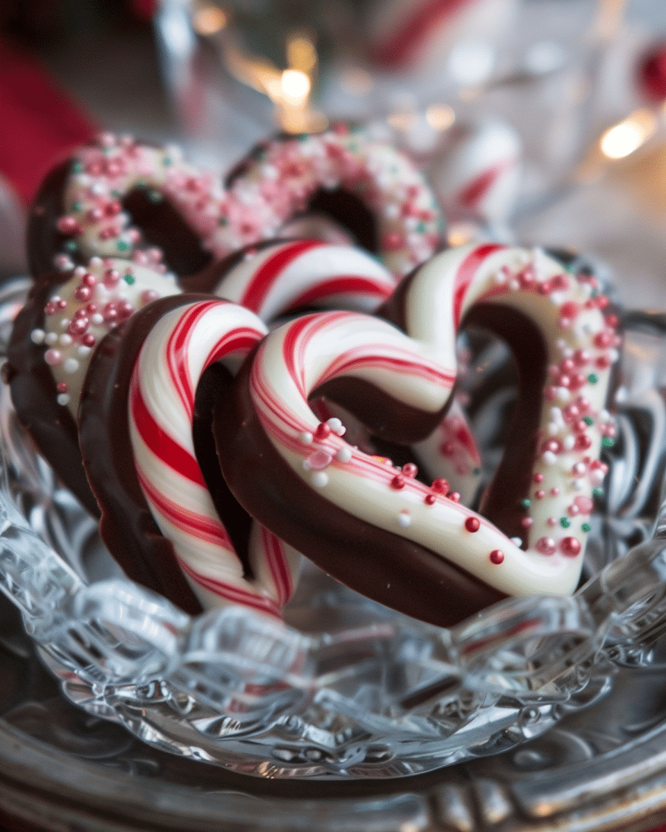 Candy Cane Chocolate Hearts