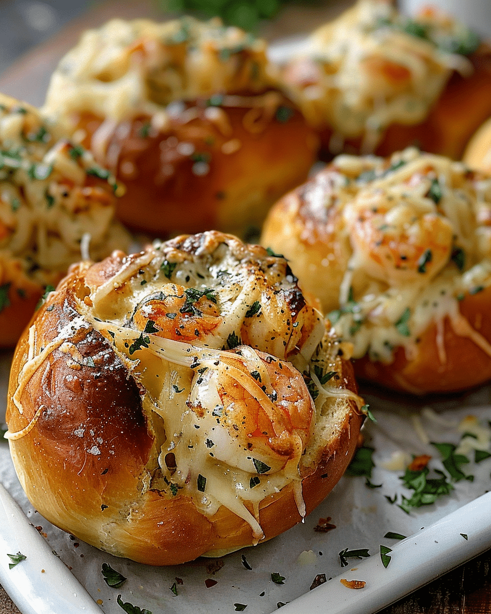 Crabby Shrimp-Stuffed Garlic Bread Bombs