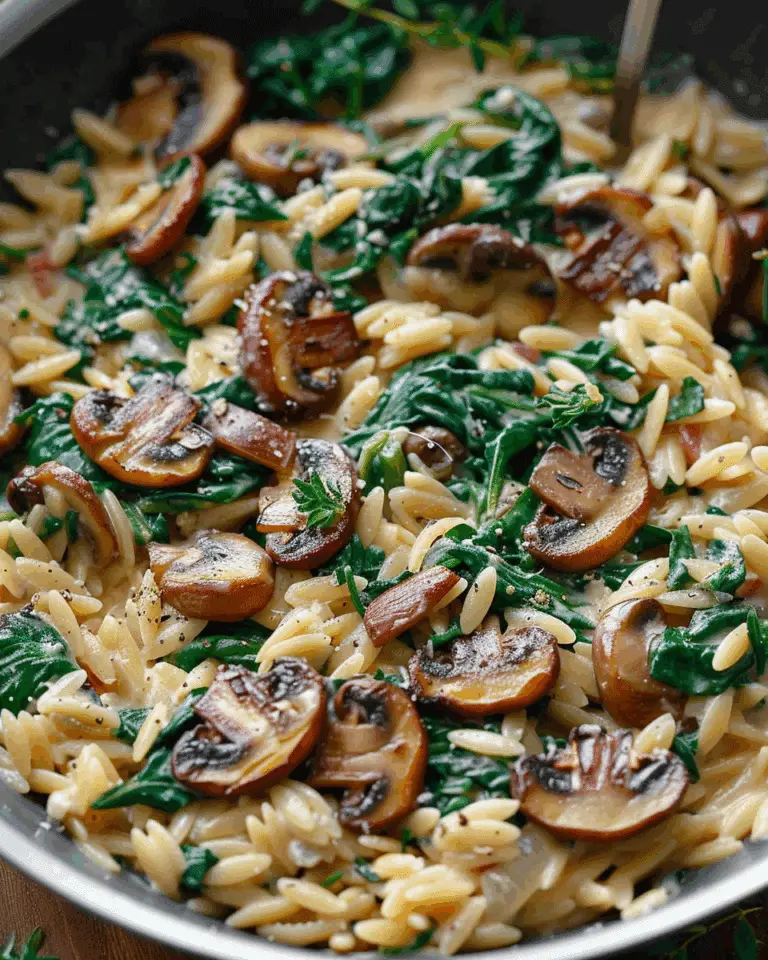 Creamy Spinach and Mushroom Orzo (30 Minutes, ONE-PAN)