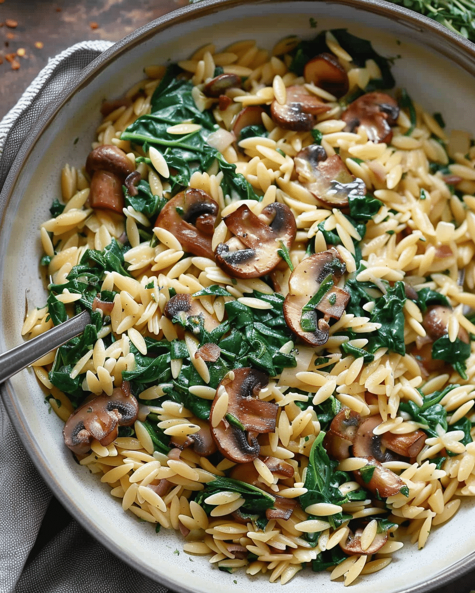 Creamy Spinach and Mushroom Orzo (30 Minutes, ONE-PAN)