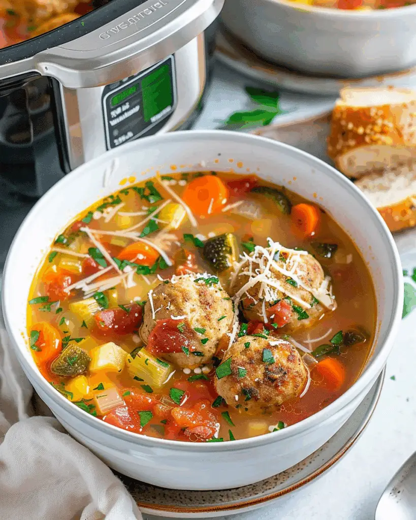Crockpot Vegetable Soup With Chicken Meatballs