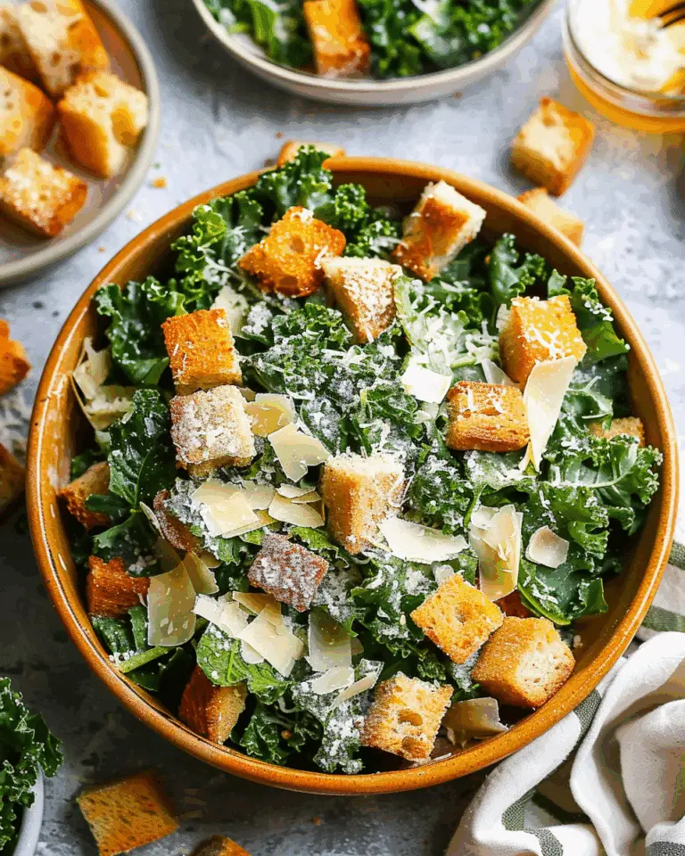 Kale Caesar Salad with Homemade Croutons
