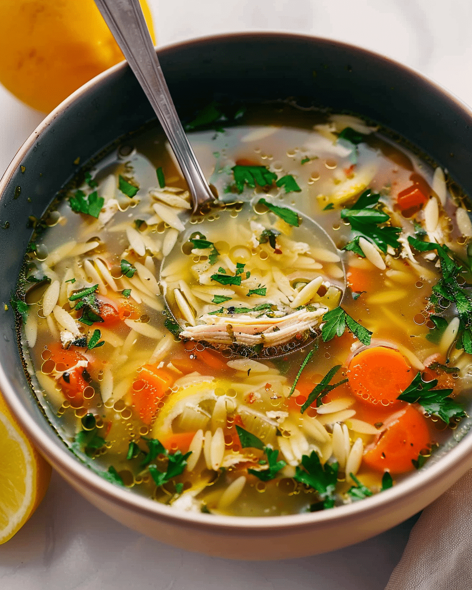 Lemon Chicken Orzo Soup