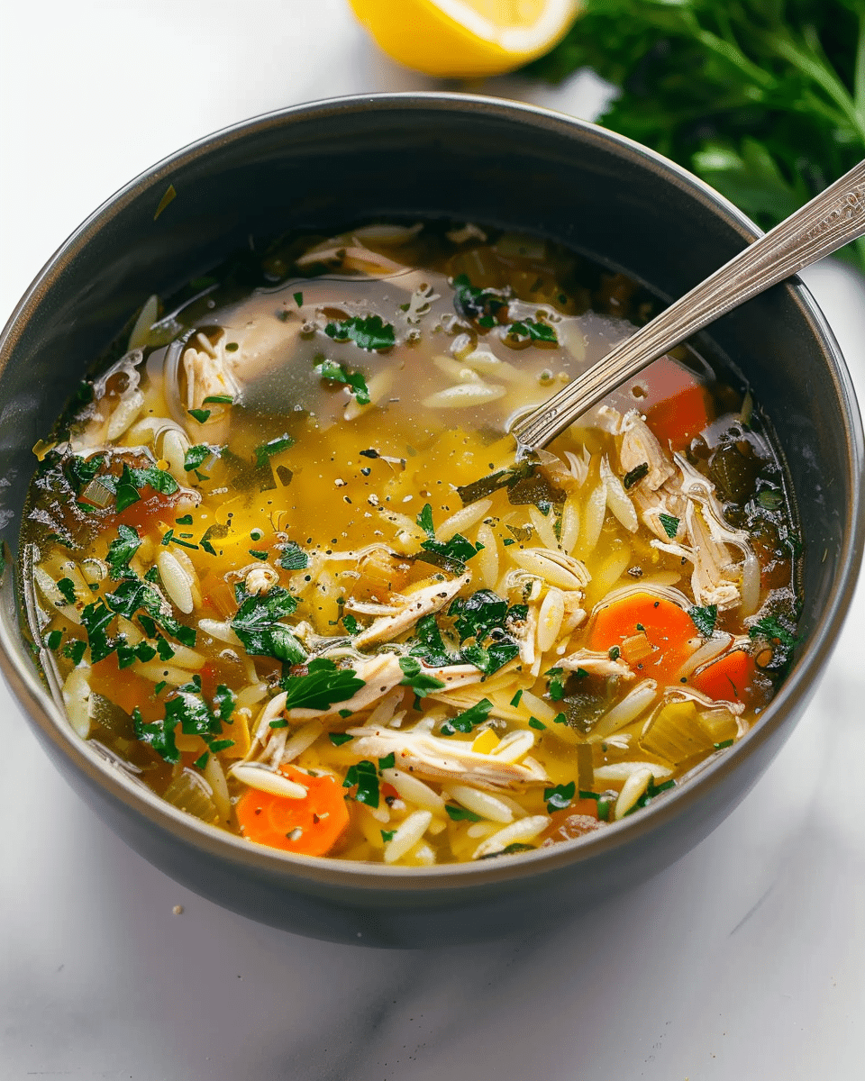 Lemon Chicken Orzo Soup