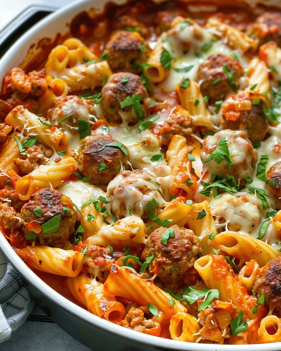 Meatball Pasta Bake {30 Minute Meal}