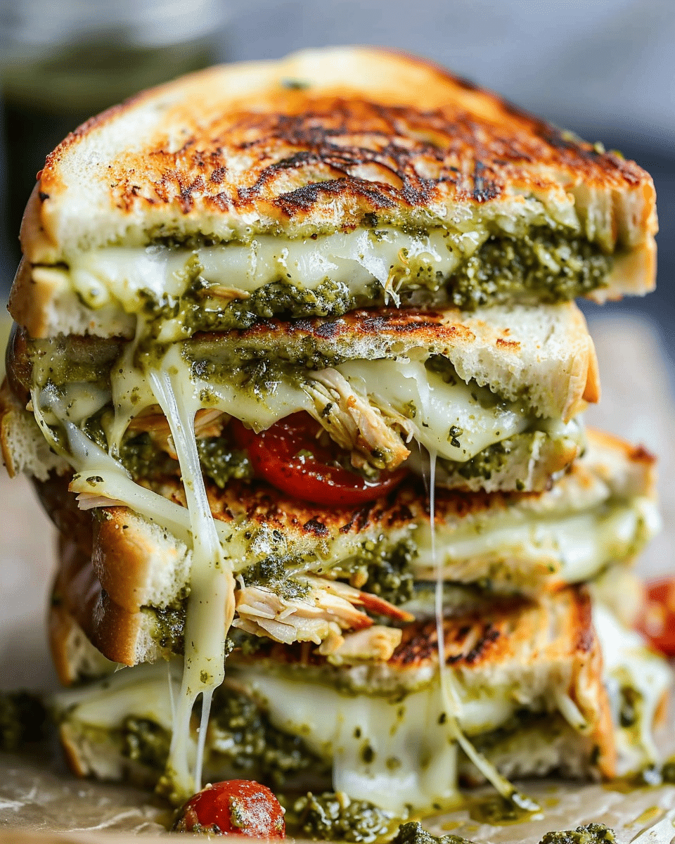 MEGA Chicken Pesto Grilled Cheese Sandwich