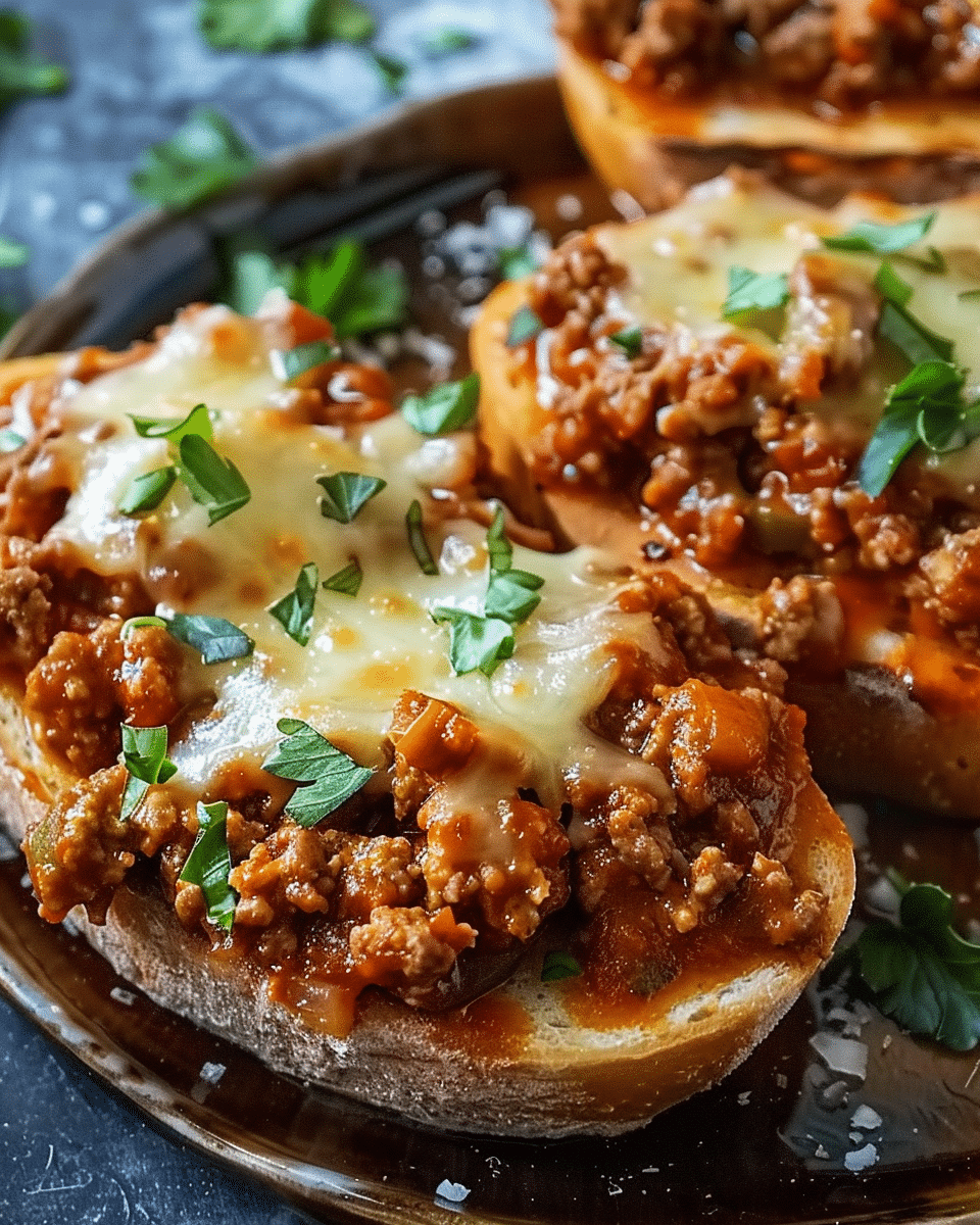 Open Face Garlic Toast Sloppy Joes