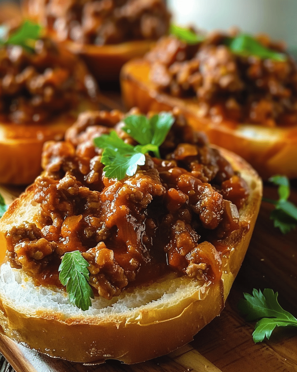 Open Face Garlic Toast Sloppy Joes
