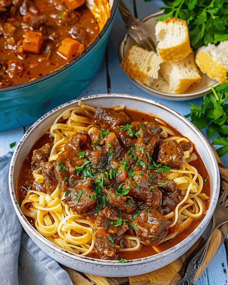 Pastitsada from Corfu: Beef Stew with Pasta