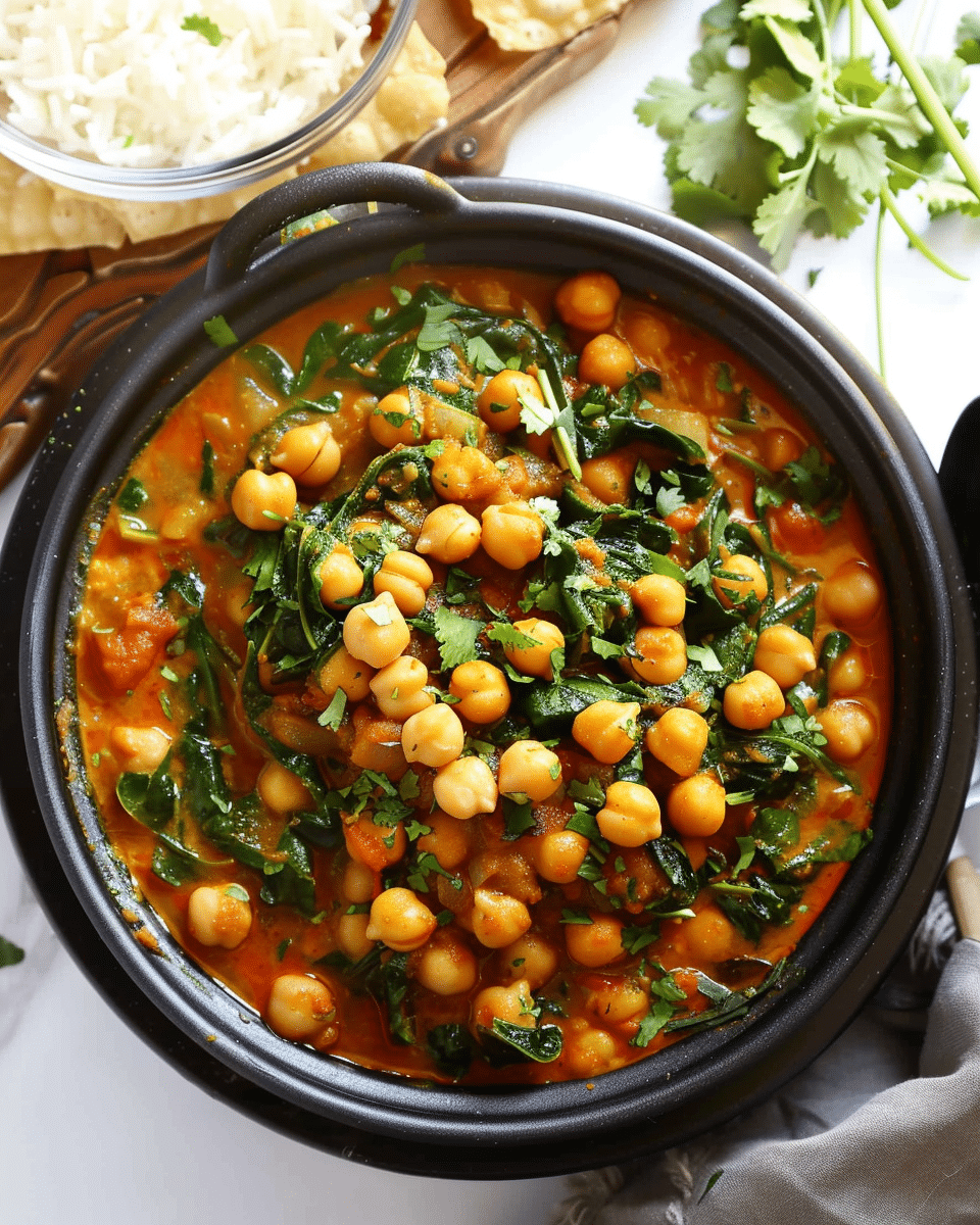 Slow Cooker Chickpea Curry {Chana Saag}