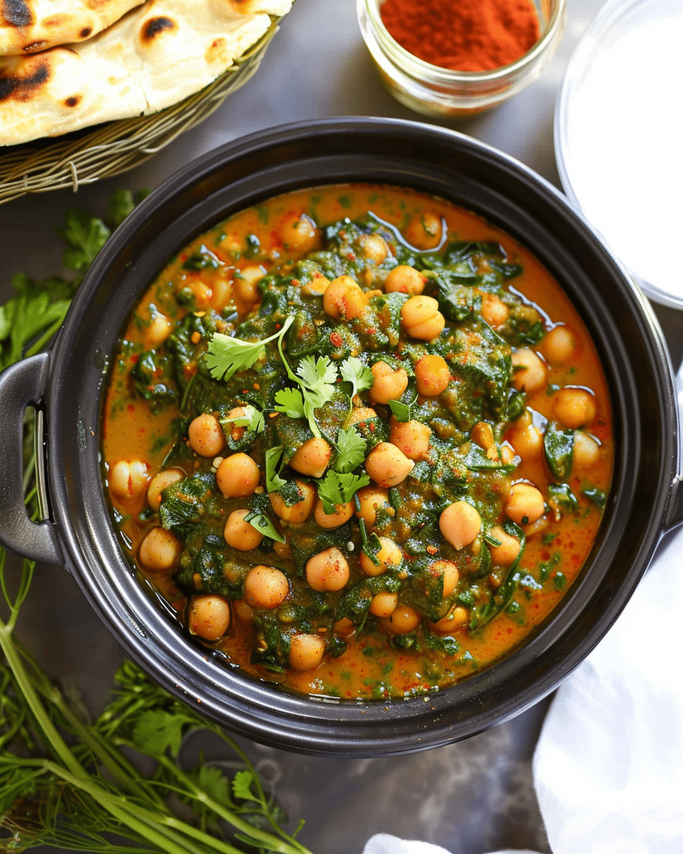 Slow Cooker Chickpea Curry {Chana Saag}