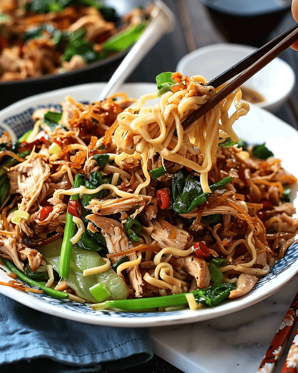 Crispy Shredded Chicken Noodle Stir Fry