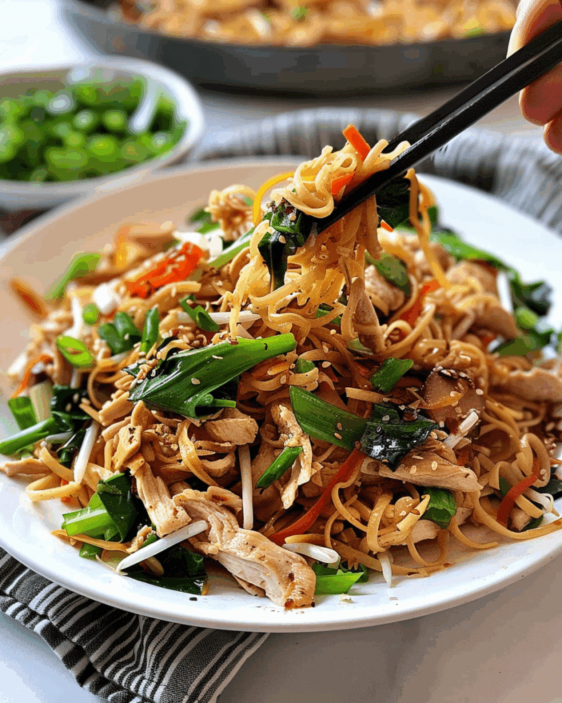 Crispy Shredded Chicken Noodle Stir Fry