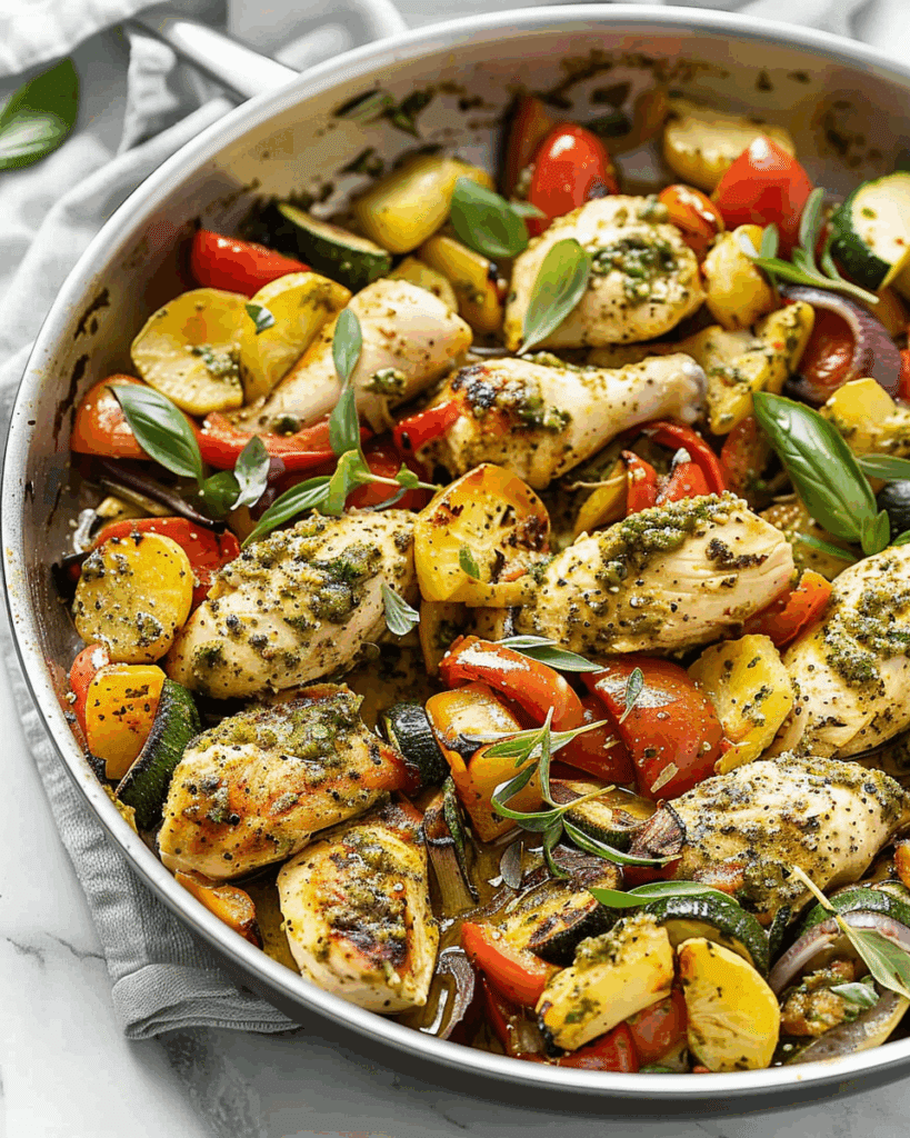 Easy Pesto Chicken and Vegetables