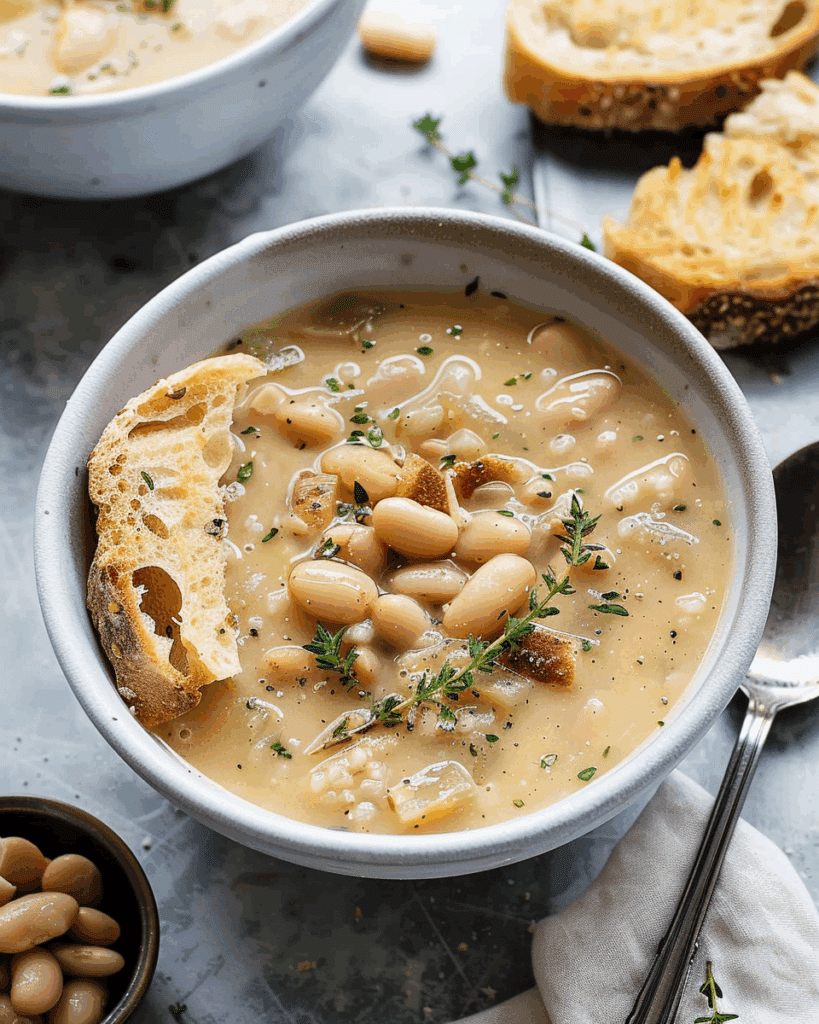 Easy Rosemary Garlic White Bean Soup