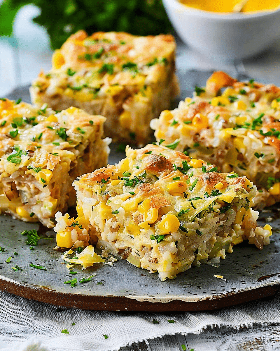 Easy Tuna, Sweetcorn and Rice Slice